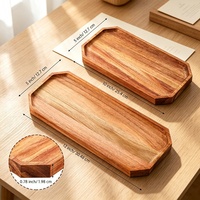 Ensemble de plateaux en bois d'acacia en forme d'éventail, multi-tailles, avec coins coupés octogonaux, pour servir des fruits, des apéritifs, décorer la table