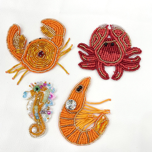 PH163 Toppe Ricamate 3D di Alta Qualità con Perline a Forma di Granchio e Gamberetto, Decorazioni Alla Moda Fai-da-Te per Gioielli, Borse, Cappelli e Abbigliamento - Product Image 4