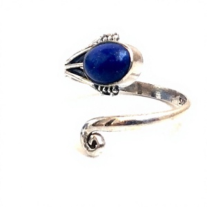 Bague en argent sterling 925 avec pierre de lapis-lazuli naturelle, nouveau modèle, design tendance, véritable argent fabriqué en Inde - Product Image 3