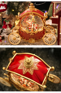 Carillon per carrozza natalizia con sfera di cristallo di neve automatica regalo di compleanno per bambini carrello di zucca decorazione lampada a vento - Product Image 5