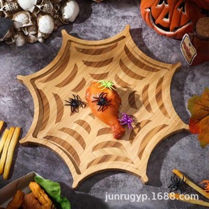 Plateau en bois en forme de chauve-souris pour Halloween, pour collations et bonbons, décoration de fête, plateau de service - Product Image 4