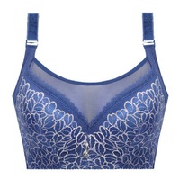 Soutien-gorge confortable en nylon brodé de dentelle fine pour femme, grande taille, sans couture, push-up, fermeture avant, lingerie sexy