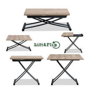 Prodotti per la Casa Intelligente, <span class=keywords><strong>Tavolo</strong></span> Pieghevole in <span class=keywords><strong>Legno</strong></span> con Telaio in Metallo Grigio <span class=keywords><strong>Noce</strong></span> per Case Prefabbricate - Product Image 1