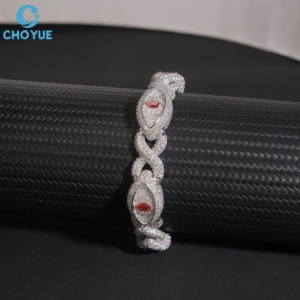 Pulsera de Plata 925 con Moissanita para Mujer, Corte Marquesa, Baño de Rodio, Cadena de Lujo, Joyería para Fiesta, Estilo Hip Hop Iced Out, Cadena Ojos - Product Image 4