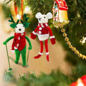 Souris De Noël En Feutre - Déco Sapin, Maison | Fait Main, Mignonnes | Pour Suspensions, Ambiance Festive