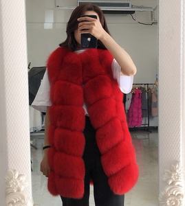 High Quality Natural White Fox Fur Gilet Coat Womens Long Fur Vest With Pockets Thick Warm Fluffy Fur <strong>Waistcoat</strong> for Winter - Product Image 6