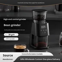 Moulin à café électrique entièrement automatique en acier inoxydable de style italien, boîtier en plastique, usage domestique et commercial, doseur de grains 100g