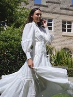 Robe maxi en mousseline de soie personnalisée pour femmes, robe longue à volants, manches longues, cordon de serrage, robe maxi vintage de luxe en mousseline de soie, kaftan pour femmes