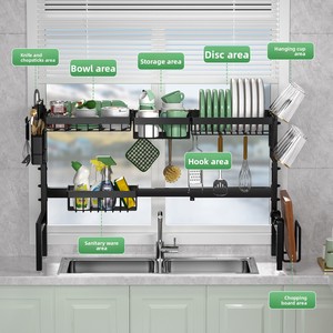 Escurridor de Platos Extensible para Fregadero, Organizador Ajustable de Acero Inoxidable para Encimera de Cocina, Almacenamiento para Fregadero Doméstico - Product Image 3