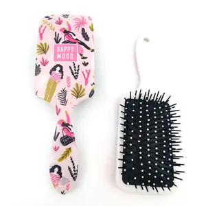Wholesale Custom Printed Flower Hair Comb Plastic Airbag Massage Cartoon Cushion Comb Soft Touch Big Fashion Hair Brush For Kids