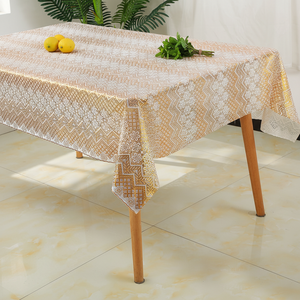 Manteles <span class=keywords><strong>de</strong></span> PVC Modernos con Diseño Floral Estampado, Jacquard, Sin Fin, Recubiertos en Oro, Impermeables, Desechables, Rectangulares, para Fiestas en Casa - Product Image 5