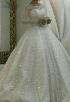 2025 Neues Designer Afrikanisches Damen Langarm Glitzerndes Modernes Bodenlange Hochzeitskleid Robe De Mariage Luxuriöses Brautkleid