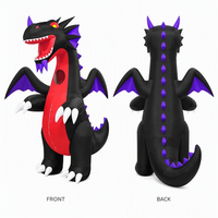 Costume de dragon gonflable avec ventilateur, tenue de dragon noir et rouge gonflable pour adulte avec ailes violettes, pointes dorsales et griffes blanches pour événements