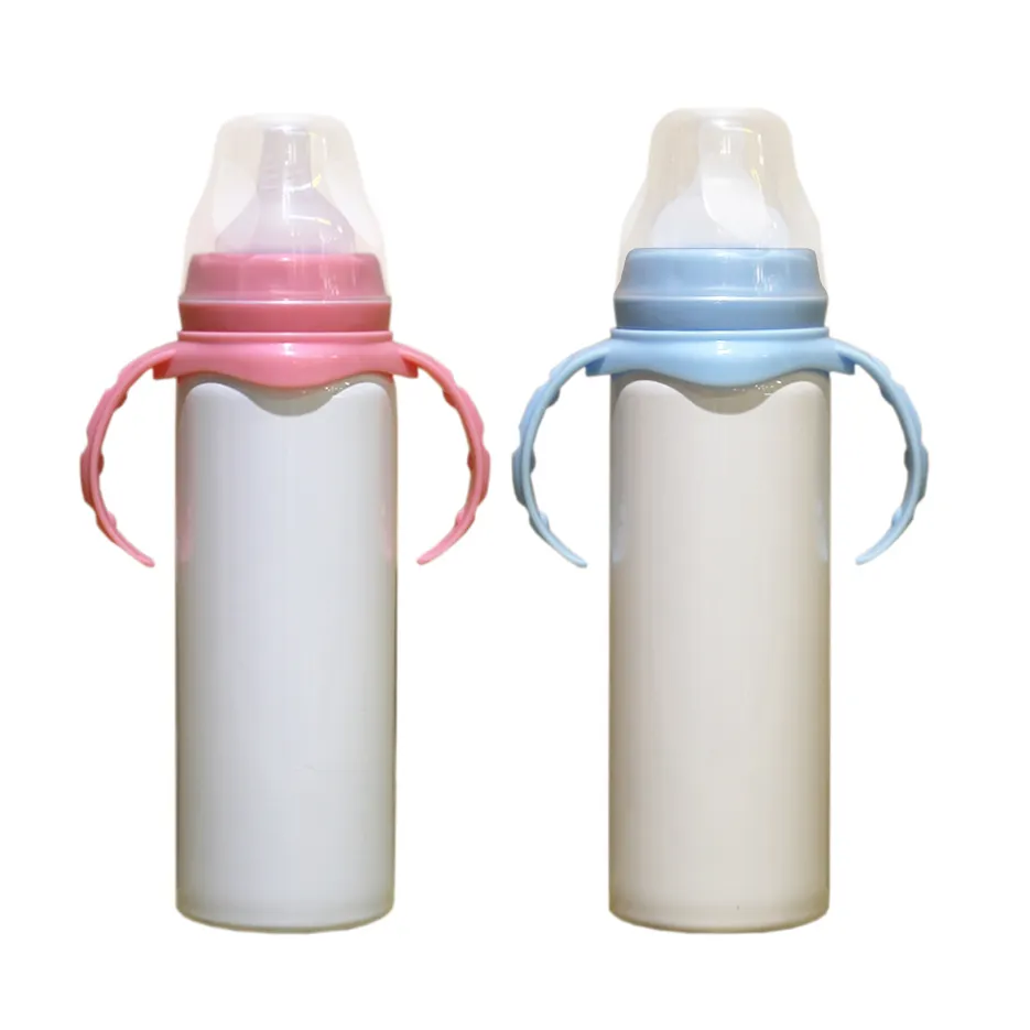 8Oz Bé DIY Trắng Blanks Thăng Hoa Blanks Sippy Ly Tumbler Thăng Hoa Bé Chai Nước Với Silicone Medium-Flow Núm Vú