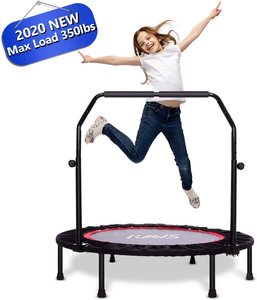 Heromate 550 LBS Foldable Mini Trampoline, 48 Fitness Trampoline with Bungees, U Shape Adjustable Foam Handle, Stable & Quiet Rebounder Trampoline for Adult Indoor/Outdoor Workout
