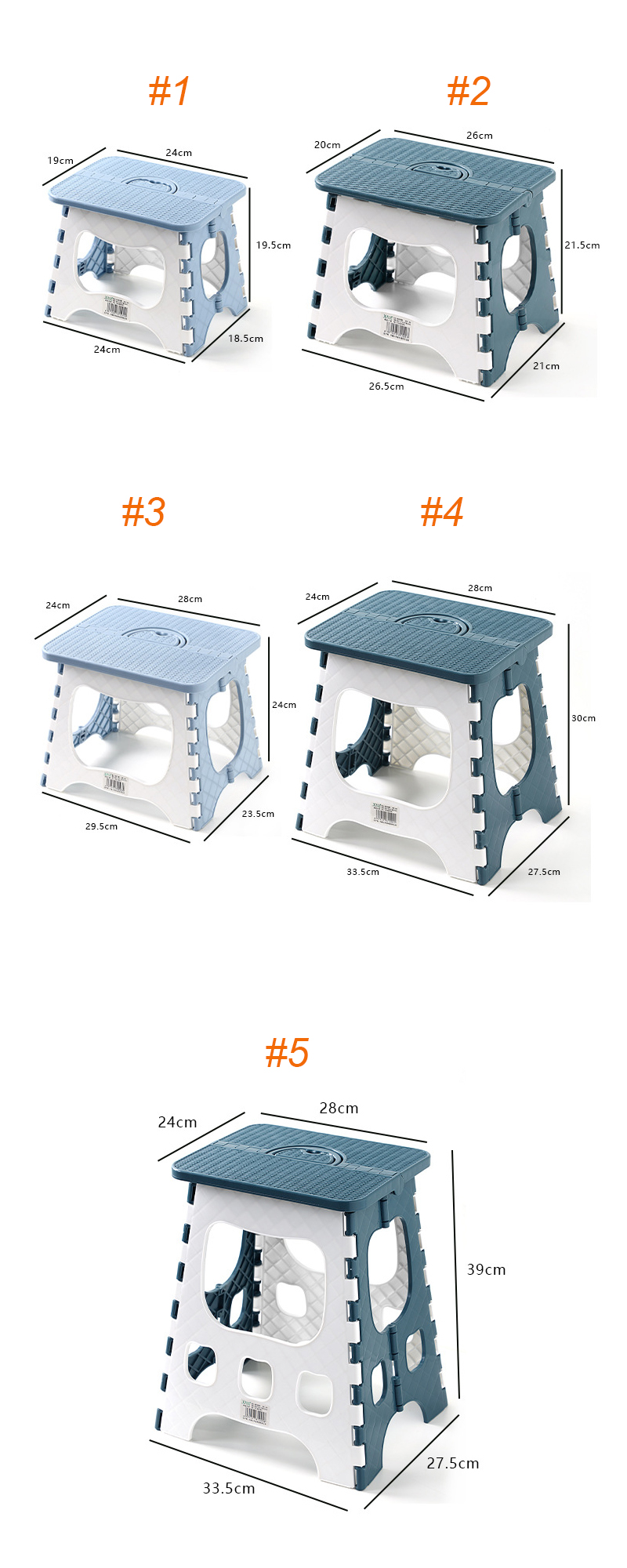 Household Outdoor Portable Plastic Folding Step Stool For Bathroom Kitchen Garden Camping