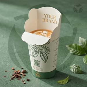 Gobelet en papier papillon avec couvercle intégré, couvercle pliable, anti-fuite, auto-scellant, pour thé et boissons chaudes, 8oz 12oz 16oz, logo personnalisé - Product Image 3