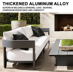 All Aluminum 4 <strong>Seater</strong> Outdoor Sofa Set Black Waterproof Weather Resistant Modern Patio <strong>Garden</strong> <strong>Furniture</strong> - Product Image 3