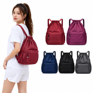 Custom Logo Drawstring Backpack Gym Sack Cinch Bag Front Zip Pocket Side Pockets OEM ODM Factory Direct Day pack Sack pack - Product Image 1