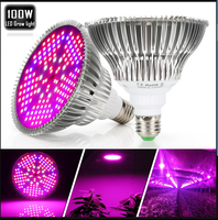 Lampu LED 18W 50W 80W 100W, Lampu Tumbuh Spektrum Penuh Lampu Phyto untuk Tanaman Taman Biji Bunga Kotak Pertumbuhan E27