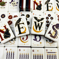Jeu de Mahjong américain pour Halloween, tuiles de Mahjong en acrylique et tapis antidérapant, jeu de table pour 4 joueurs pour fête d'Halloween