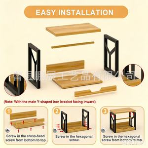 Support d'imprimante d'étiquettes en bois, support de rangement à double couche pour organisateur de bureau avec porte-ruban adhésif et support de papeterie - Product Image 4