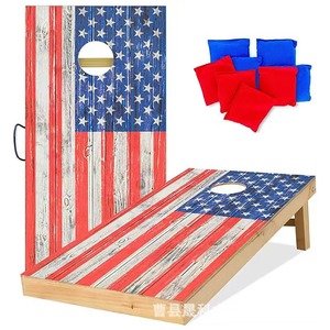 Wooden Cornhole Game Board American Flag Design Outdoor <b>Bean</b> <b>Bag</b> Toss Set 2x4 Feet Family Fun Target Game - Product Image 1