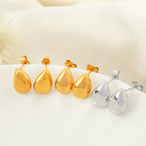 Teardrop <b>Stud</b> Earrings <b>Titanium</b> Steel Silver Gold Color Fashion Jewelry For Women - Product Image 3
