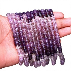 Perles Heishi en Améthyste Naturelle 6-7mm, Perles de Pierre Précieuse en Améthyste Facettées en Forme de Roue, Vente en Gros, Perles d'Améthyste en Vrac, Fil de 16 pouces - Product Image 1