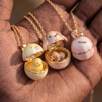 Nouveau Collier Pendentif Photo Animal Personnalisé Vintage Ouvert/Fermé Lapin Poussin Jaune Chiot Breloques Pendentifs pour Femmes