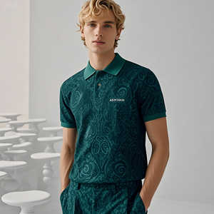Pattern Paisley all'ingrosso personalizzati in tessuto misto poliestere Spandex maniche corte <span class=keywords><strong>Polo</strong></span> da uomo - Product Image 3
