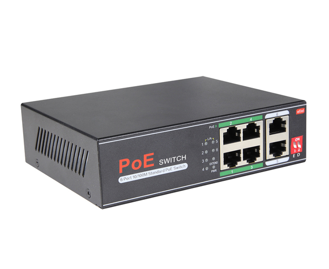 OEM 4 Poe Ports 2 Uplink Watchdog Function CCTV Network Ethernet PoE Switch 48V for IP Camera