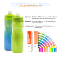 Bouteille d'eau sport en plastique sans BPA à double paroi dégradée de 610 ml, anti-fuite, à compression, isolée thermiquement, directement de l'usine