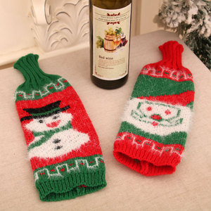 New Christmas wool sweater wine bottle <b>cover</b>, red wine sleeve, Christmas home and hotel <b>table</b> decoration. - Product Image 4