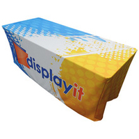Couverture de table de protection de nappe ajustée rectangulaire imprimée personnalisée pour publicité d'événement pour tables pliantes standard