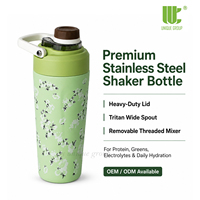 Bouteille shaker bien-être en acier inoxydable premium de 24 oz pour collagène, suppléments beauté, jus de légumes et marques de poudres fonctionnelles pour femmes