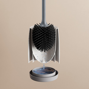 Cepillo de Inodoro de PP y TPR Suave con Base Metálica, Mango Desmontable para Montaje en Pared, Herramienta de Limpieza de Baño sin Ángulos Muertos - Product Image 4
