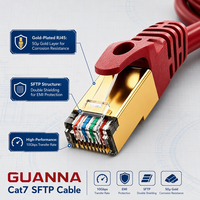 Cable de Conexión Ethernet LAN Cat8 SFTP de 600MHz, Blindado, OFC, con Conectores RJ45 Chapados en Oro, Certificado CE ROHS, Revestimiento Exterior de PVC, para Uso Comercial, Diseño Personalizado ODM