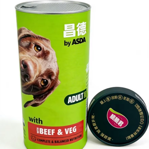 Emballage personnalisé en papier kraft <span class=keywords><strong>avec</strong></span> couvercle métallique pour céréales, flocons d'avoine, hermétique, qualité alimentaire, revêtement UV, gaufrage, lamination brillante - Product Image 1