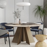 Table tournante personnalisée de couleur laiton Base Tables de salle à manger Barre haute Ensemble table et chaises en marbre rond nordique naturel