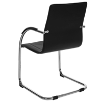 Chaise de bureau cantilever moderne en cuir PU noir avec structure chromée - Chaise de conférence pour visiteurs