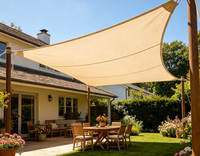 Voile d'ombrage beige en maille tissée pour pergola, terrasse, balcon, auvent pare-soleil pour repas en extérieur