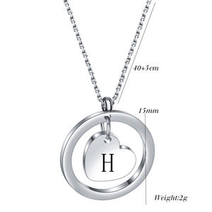 Nuovo personalizzato 304L in acciaio inox Charm cerchio collana gioielli semplice Round amore cuore incidibile ciondolo nome collana - Product Image 2