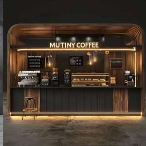 Mostrador de Lujo para Cafetería en Centro Comercial, Diseño Completo de Tienda para Cafeterías Minoristas, Interiores de Cafetería, Mostrador de Café - Product Image 4