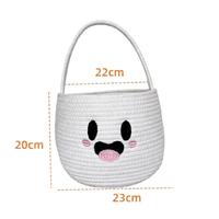 Panier de rangement pour bonbons en corde de coton pour Halloween, grande capacité, panier à main pour jouets fantômes, bac de rangement créatif pour cadeaux d'enfants