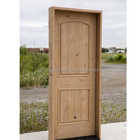 Portes d'entrée doubles en bois massif d'aulne noueux, style rustique campagnard, avec cadres intérieurs en bois de mahogany, pour chambre et cour.