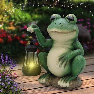 Statue de grenouille à LED solaire avec lanterne ornement de jardin cadeau de vacances pour <span class=keywords><strong>statuette</strong></span> décorative - Product Image 1