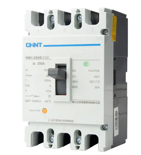 Chnt mccb disjuntor NM1-250S-3300 com 3 polegadas, interruptor de disjuntor 100a 125a 160a 180a 200a 2a 250a