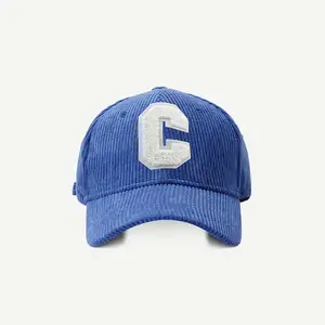 Acolchoado inverno grosso veludo logotipo personalizado letra C remendo unisex das mulheres dos homens cor sólida polo formal fã de beisebol boné chapéu