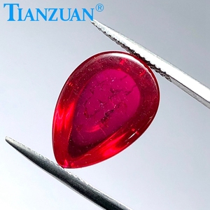 5 # Màu Đỏ <span class=keywords><strong>Corundum</strong></span> Đá Tổng Hợp <span class=keywords><strong>Ruby</strong></span> Loose Stone Với Tạp Chất Có Thể Nhìn Thấy Pear Cabochon - Product Image 5